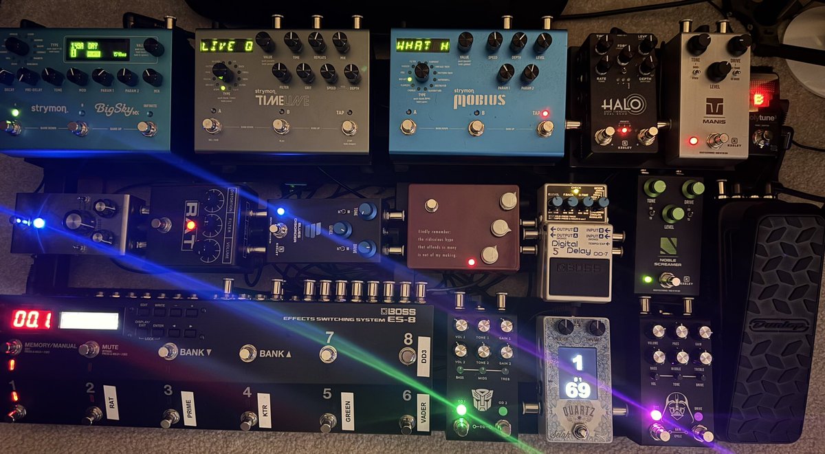 vstudiomix's tweet photo. Always updating the studio board. I wouldn’t use this entire thing for a show but great Swiss army knife pedalboard for recording! #effectspedals #robertkeeley #keeleyelectronics https://t.co/lwTdeRfTCt