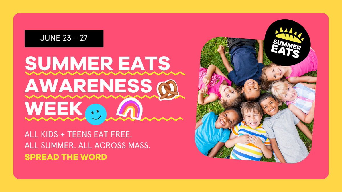 It might be hot outside today, but you know what’s cool? 😎 Free, nutritious, delicious meals for kids and teens all summer long. Let’s keep the momentum going for Summer Eats Awareness Week! Get our social toolkit: projectbread.org/events/summer-…

#summereats #summereatsma