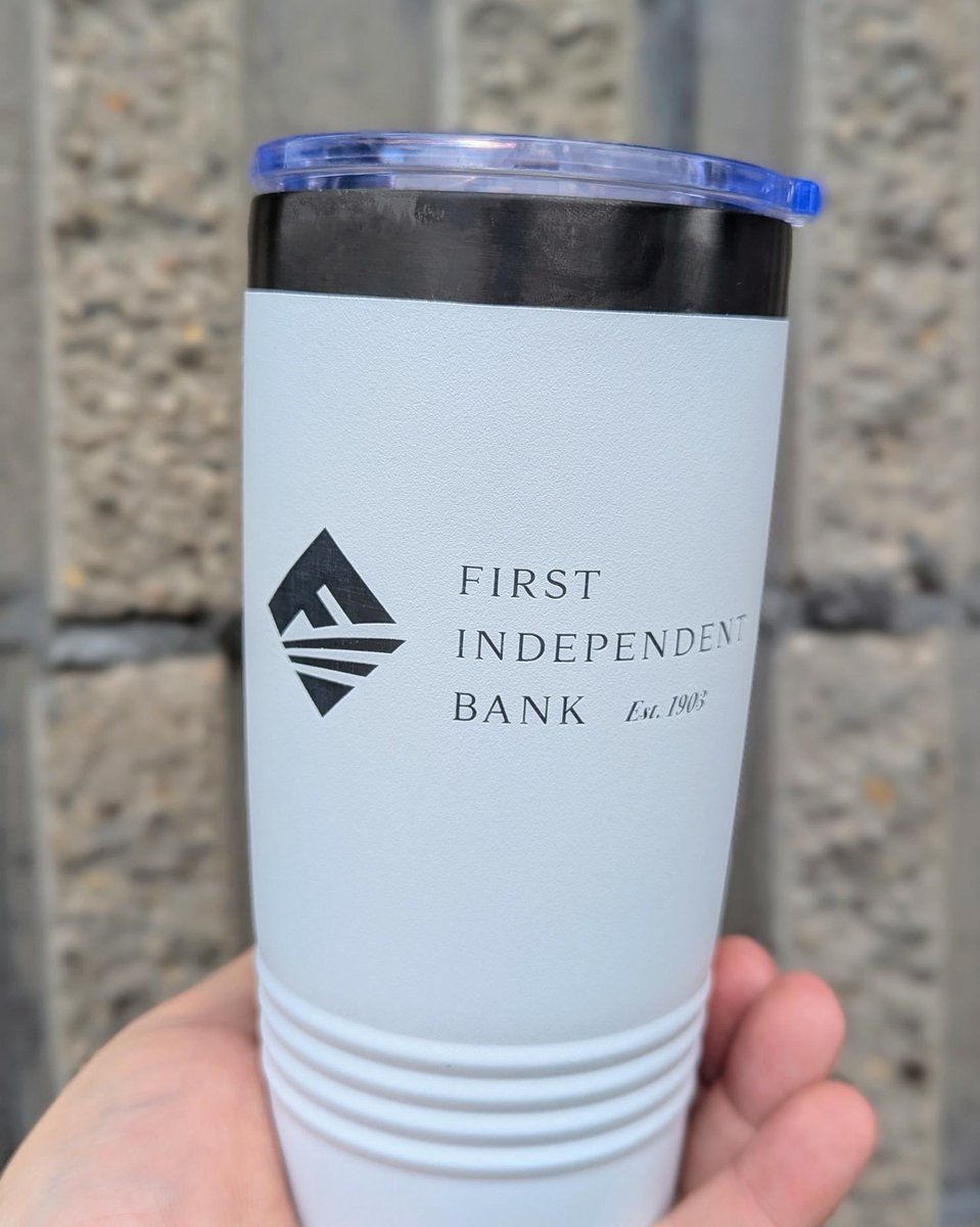 White. Black. Bold. This 20 oz. tumbler we engraved for First Independent Bank looks 🔥

Double-wall vacuum insulation = hot stays hot, cold stays cold.

Need custom tumblers for your crew, customers, or next event? We’ve got you.
#HelpingYouLookGood #EngravedTumblers #MarshallMN
