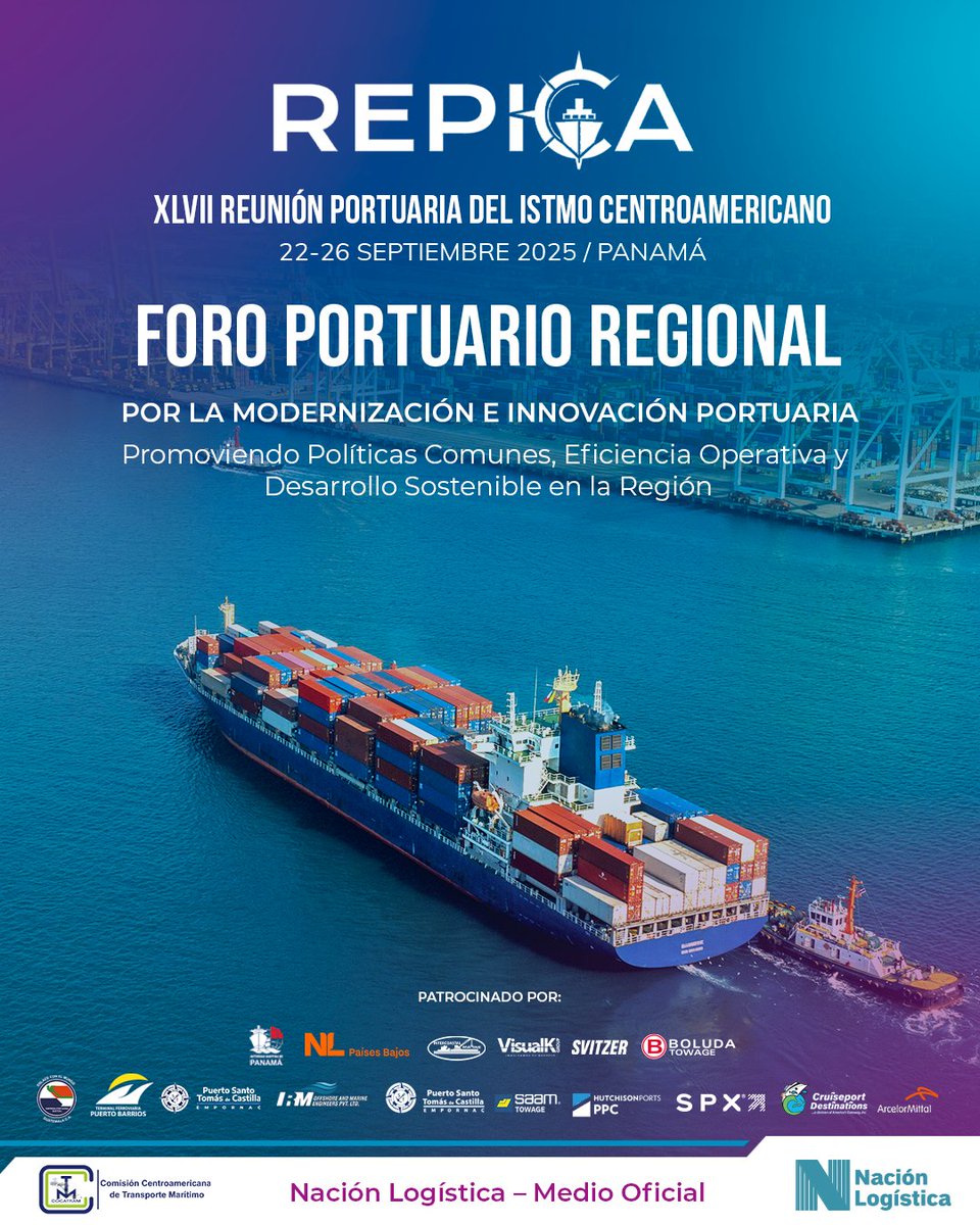 nacionlogistica's tweet photo. Desde Nación Logística celebramos ser el medio oficial de REPICA 2025.
Un espacio estratégico para impulsar integración, sostenibilidad e innovación desde los puertos de la región.
#NaciónLogística #REPICA2025 #GestiónPortuaria https://t.co/KOZDh5Ut69