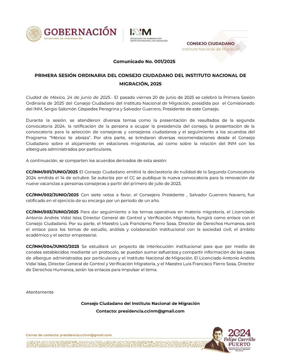 Consejo Ciudadano del INM tweet media