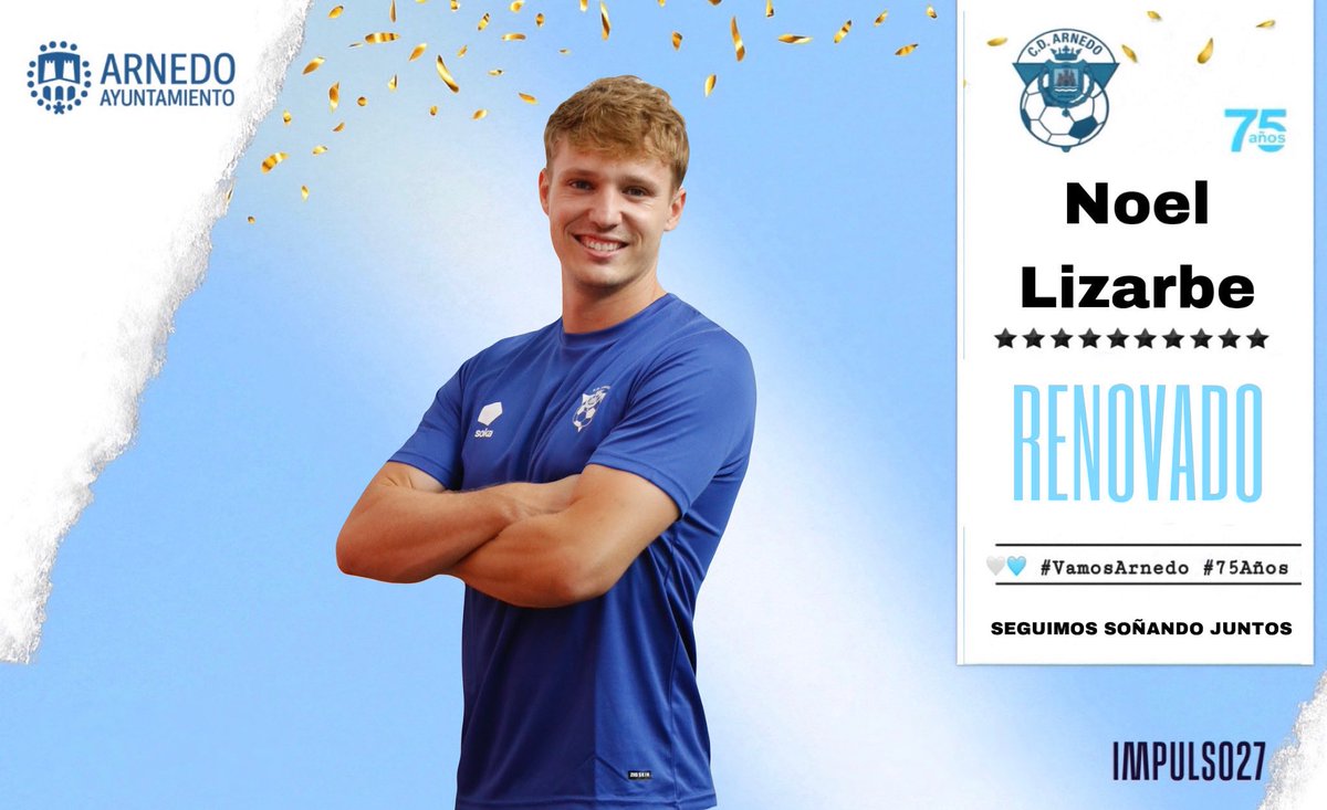 🔄 RENOVACIÓN  CONFIRMADA 🔄
Noel, amplía su compromiso con el <a href="/CDArnedo/">CD Arnedo</a> tras una primera campaña cargada de entrega y autoridad en cada balón dividido
Con una presencia imponente en el juego aéreo y gol en acciones a balón parado, Noel  ha demostrado ser un pilar fundamental🤍🩵