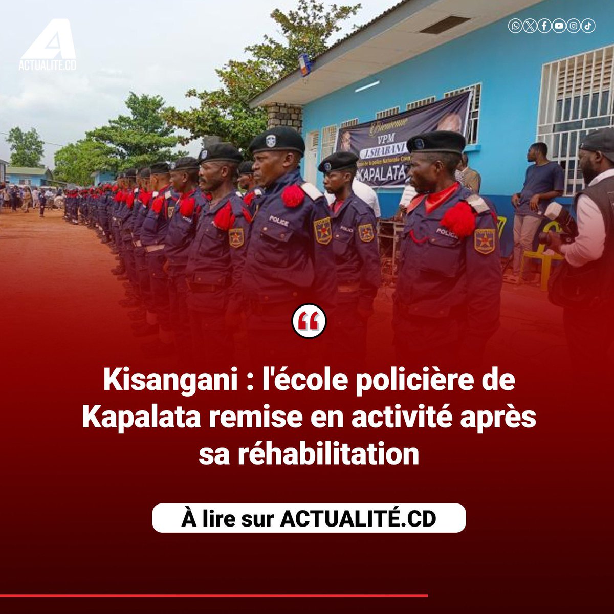 Kisangani : l'école policière de Kapalata remise en activité après sa réhabilitation

La chaîne WhatsApp de actualité.CD est sur 👉🏾 whatsapp.com/channel/0029Va…