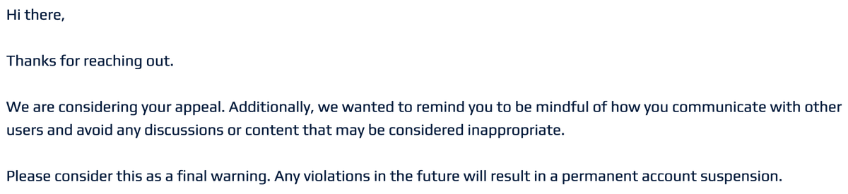 Why am I not on <a href="/bluesky/">Bluesky</a>? They are not a real social media network. Their content moderation and appeal process is fake. These are the only two messages I have received from them, the second over two months ago.