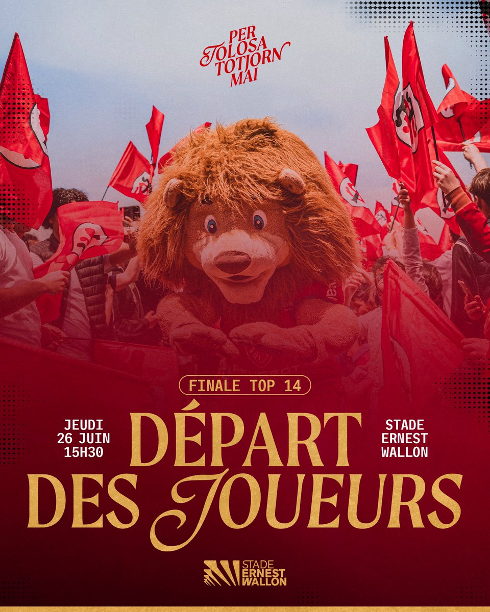 Le grand départ 🔥✈️

Toulousains, venez soutenir vos Stadistes qui quitteront la Ville Rose pour la Capitale, jeudi à 15h30 ⏳

Rdv sur le parvis d’Ernest Wallon 🏟️