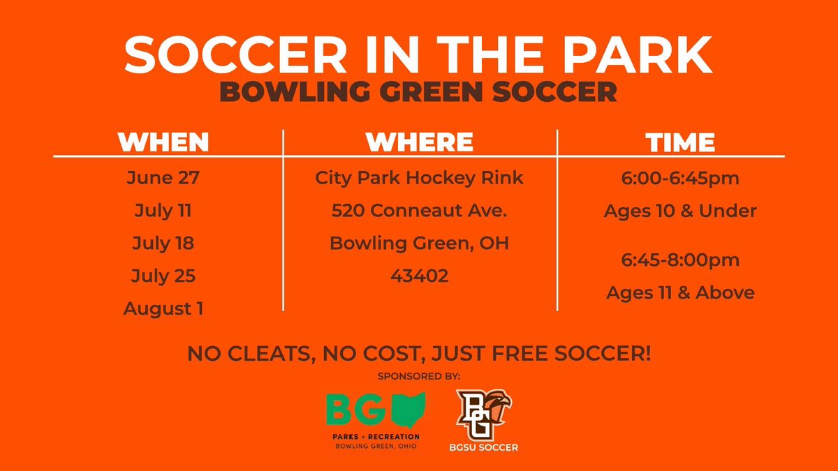 Join us this Friday, as we start the 2025 SOCCER IN THE PARK! 

See you there! #AyZiggy 🟠🟤