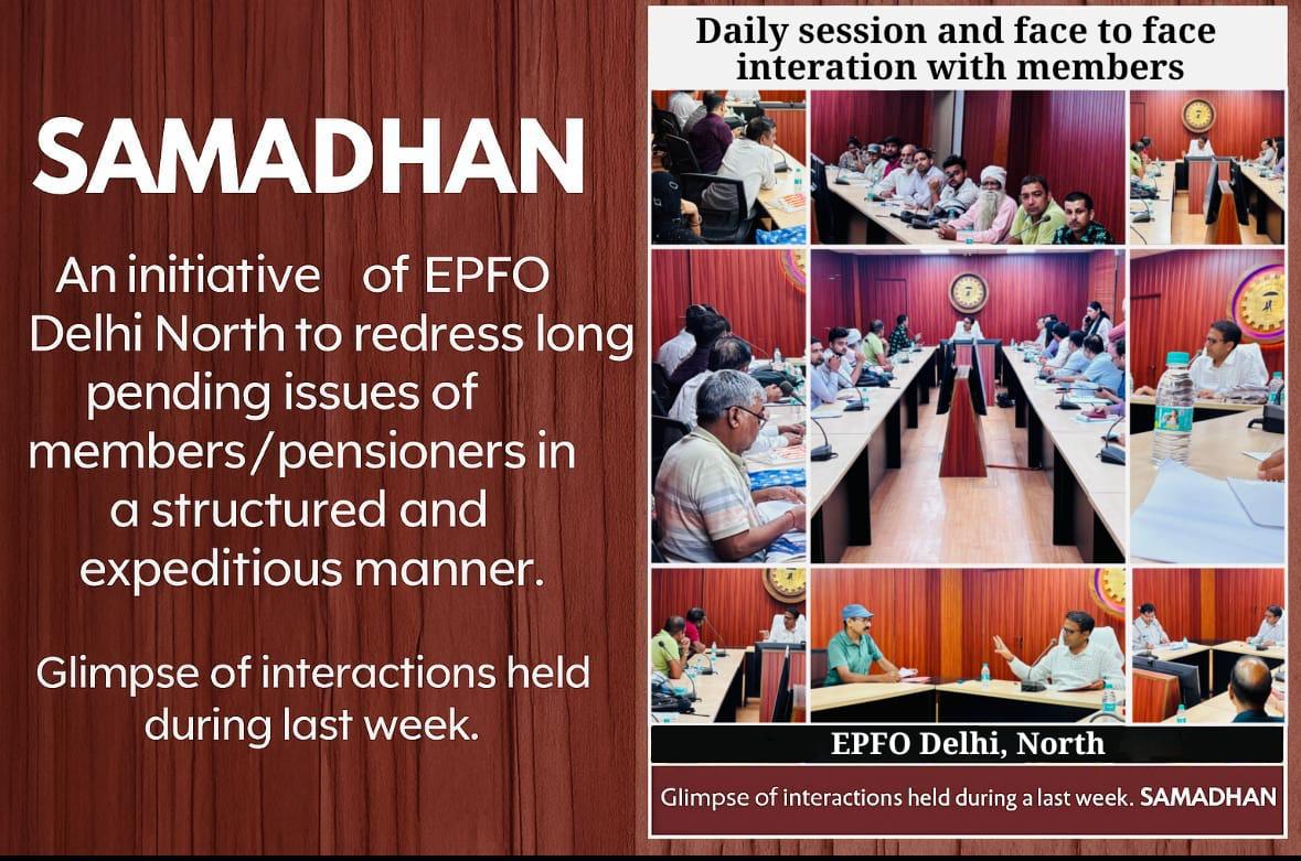 "SAMADHAN" – EPFO Delhi North Initiative
Resolving long-pending member &amp; pensioner issues through structured, time-bound action.

📸 A glimpse into last week’s focused redressal efforts.
🛡️ Service. Transparency. Commitment.