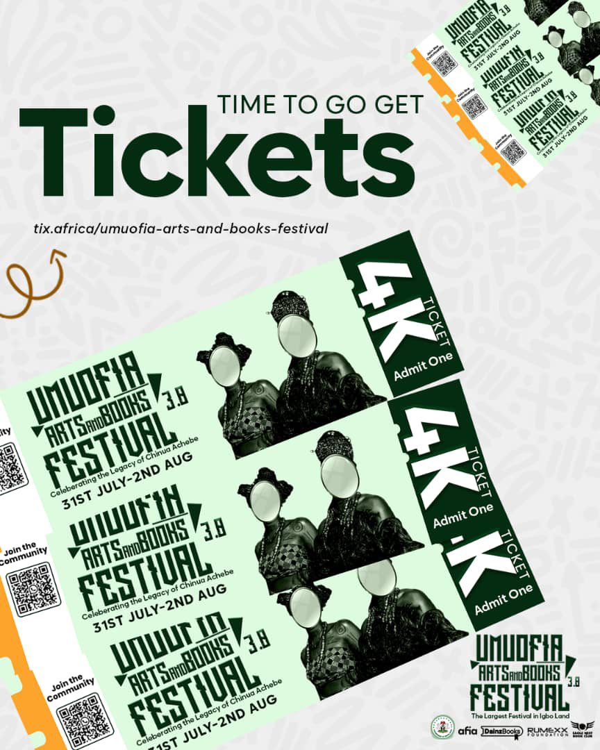 Finally, ticket sales are now underway for the amazing Umuofia Arts and Books Festival (<a href="/UmuofiaBookFest/">Umuọfià Arts and Books Festival</a>) @₦4420. Buy for yourself and buy for friends as well!

Link to buy: tix.africa/umuofia-arts-a…

Retweet retweet. Let’s go!! ✈️✈️