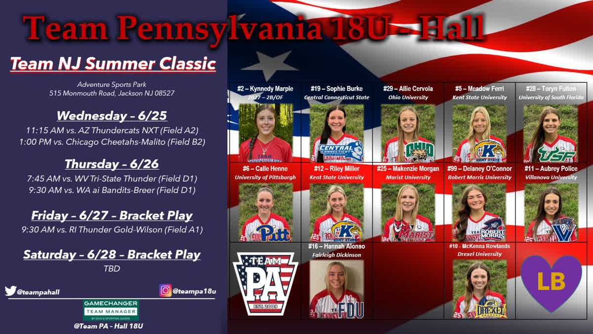 Super excited for Team NJ!!!! <a href="/teampahall/">Team PA Hall 18U & Team PA Hall 2026</a> <a href="/Jess_Odonnell88/">Jessica O'Donnell</a> <a href="/Coach_PetrieSB/">Elysse Petrie</a>