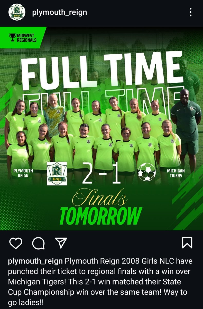 Lfowler2026's tweet photo. Regional championship game bound!!! We aren't done yet! 
REIGN ON! https://t.co/WqwLurI055