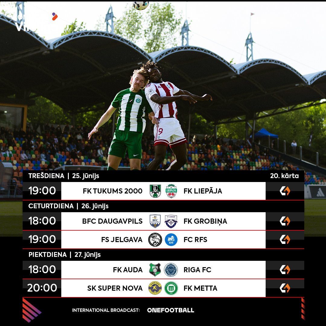 🤩Klāt jau 20. spēļu kārta!

✅Neaizmirsti iesniegt savas prognozes Virslīgas prognožu spēlē 👉tonybetvirsliga.lv/prognozu-spele/
✅Līdz rītdienas plkst. 19:00 neaizmirsti noformēt savu #VirsligaFantasy sastāvu 👉fantasy.tonybetvirsliga.lv/home
✅Iegādājies biļetes uz spēlēm un visu spēļu