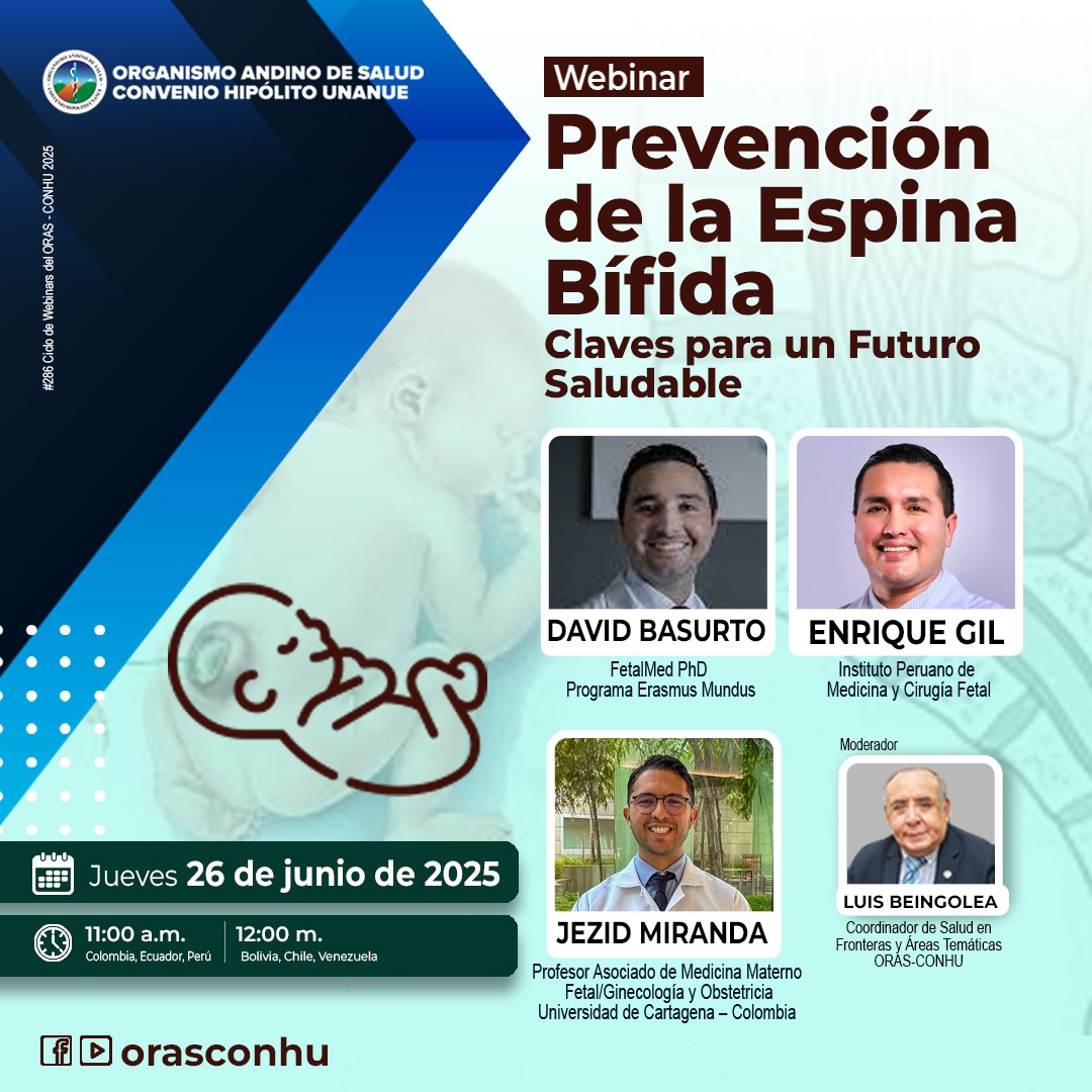 Este jueves 26  de junio, 11:00 am (hora Perú) presentamos: "Prevención de la Espina bífida: Claves para un futuro saludable".  
 
 💻Inscripciones: forms.office.com/e/nVhSGPBTfz
🌐Acceso libre a través de Facebook y You Tube.
📝Se entregarán certificados de asistencia