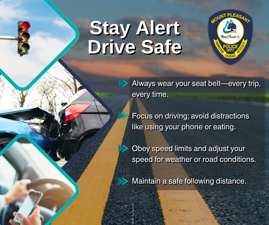 As we continue to enjoy summer, please remember to stay alert and drive safely! With students out of school, there are often more vehicles on the road during the day. Distracted driving is one of the leading causes of collisions. Stay Alert! Drive Safe!