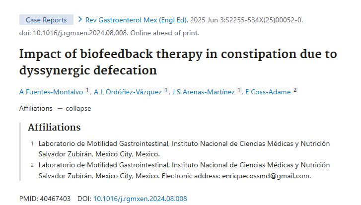 INCMNSZ_DirInv's tweet photo. Estudio de caso sobre el impacto de la terapia de biorretroalimentación en el estreñimiento por defecación disinérgica. Participación del @incmnszmx, A. Fuentes Montalvo y Cols. https://t.co/4aUdcjb0ji