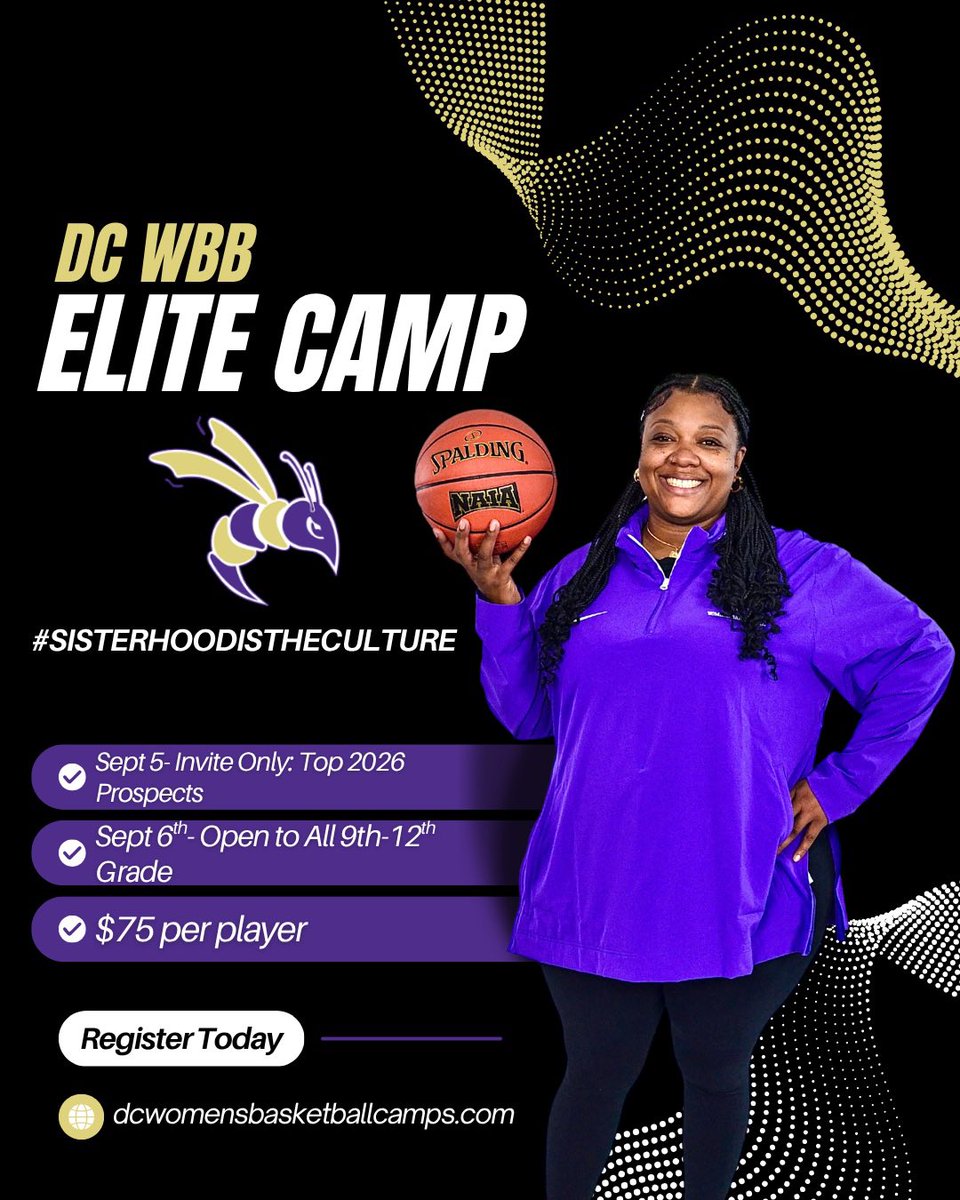 CoachCPeay's tweet image. 🚨 DC WBB ELITE CAMP 🚨
📍 Defiance College
📅 Sept 5–6 | 💰 $75
🔥 Sept 5 – Invite-Only: Top 2026 Prospects
🏀 Sept 6 – Open to All Elite HS Players
Compete. Be Seen. Experience DC WBB.
📲 Register now – register.ryzer.com/camp.cfm?ID=30…