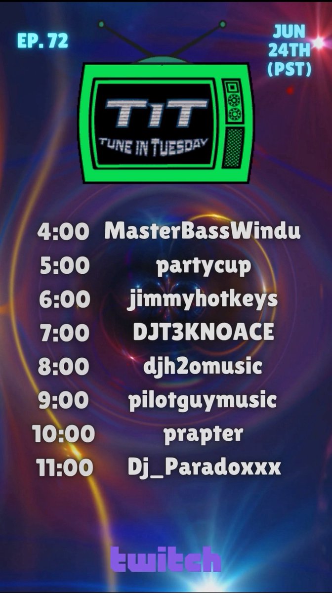 It's Tuesday, and the TiT crew are here to bring you big bouncing beats! Come hang out with us! All posted times PST! Don't Miss It 😎