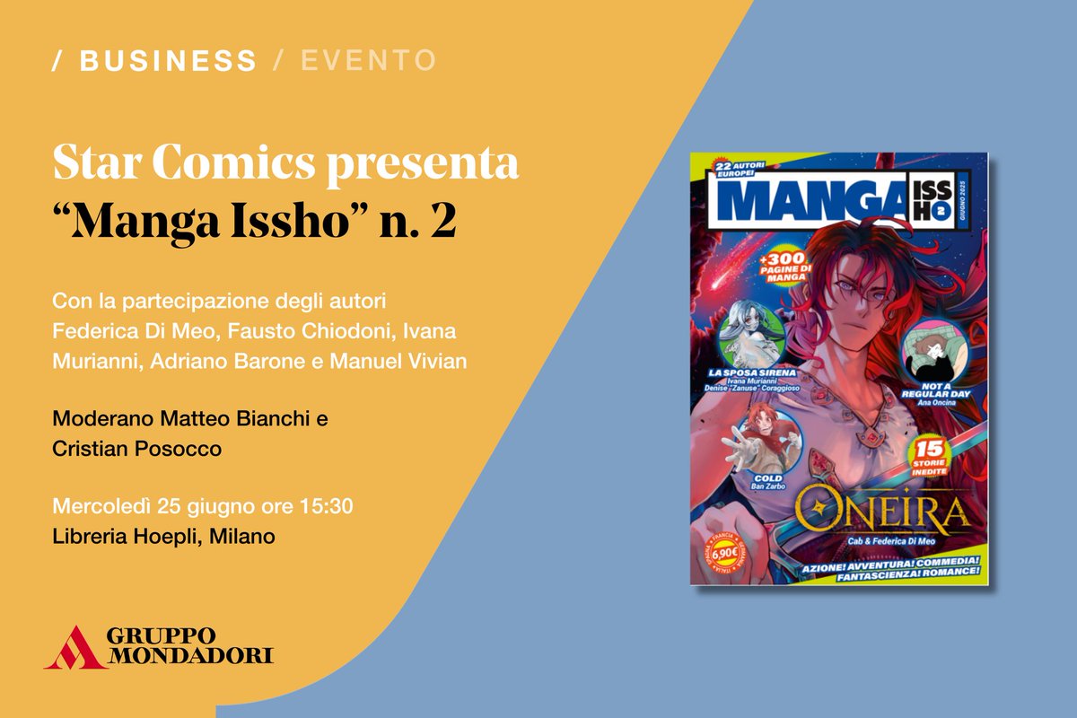 Gruppo Mondadori (@gruppomondadori) on Twitter photo “Manga Issho” n. 2: mercoledì 25 giugno <a href="/EdStarComics/">Star Comics</a> presenterà il secondo volume di un progetto che unisce quattro grandi editori del panorama internazionale.
✍️ In programma: sessioni di firmacopie con gli autori e lezioni di fumetto per tutti gli appassionati!
L'evento si “Manga Issho” n. 2: mercoledì 25 giugno <a href="/EdStarComics/">Star Comics</a> presenterà il secondo volume di un progetto che unisce quattro grandi editori del panorama internazionale.
✍️ In programma: sessioni di firmacopie con gli autori e lezioni di fumetto per tutti gli appassionati!
L'evento si