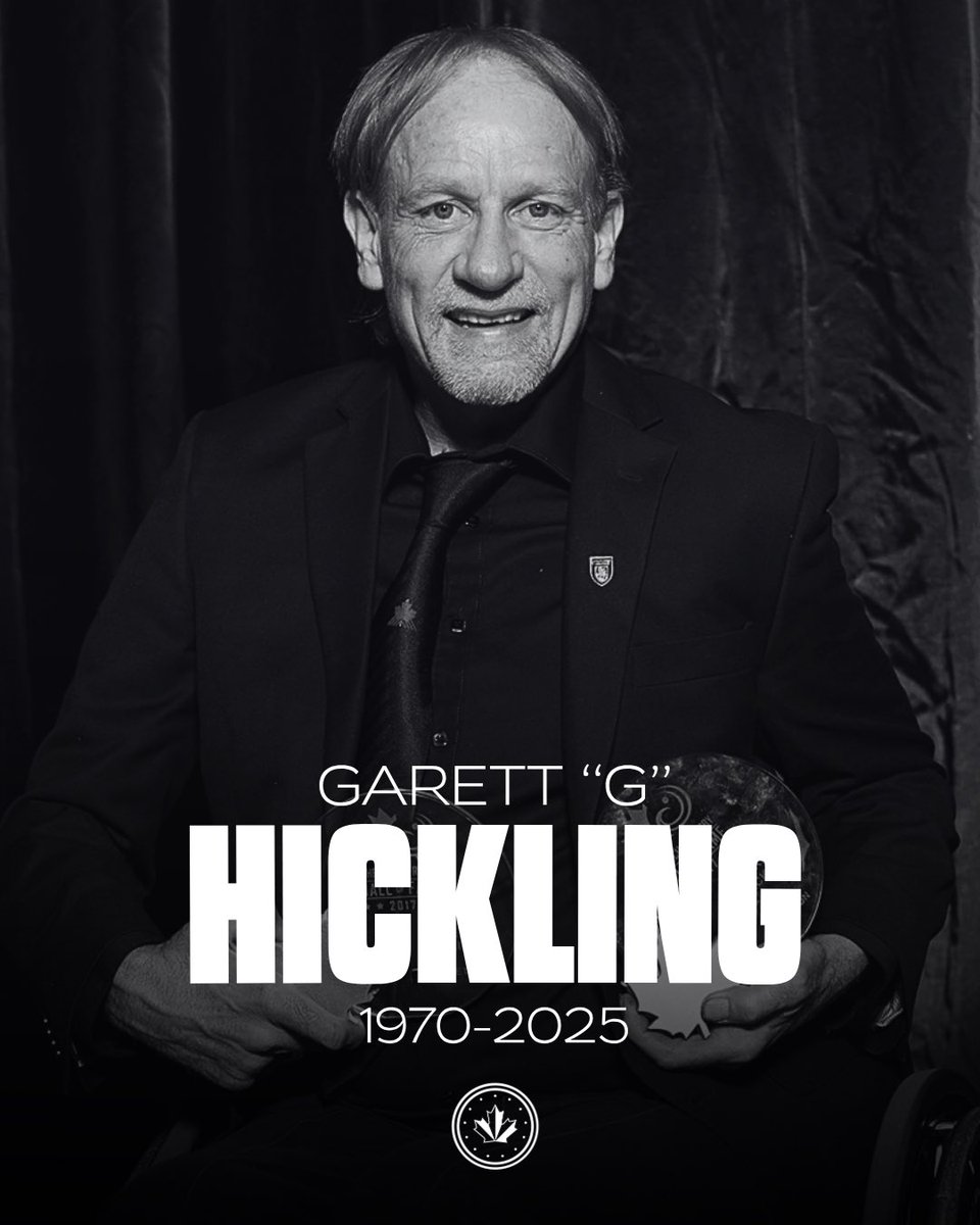 WCRugbyCanada's tweet photo. We are deeply saddened to learn of the passing of Garett Hickling. A pillar of the wheelchair rugby community, Garett touched countless lives and leaves behind a truly incomparable legacy. Our heartfelt condolences go out to his family, friends, and loved ones. Rest in peace, G🕊️ https://t.co/VX92Hs5Ic8