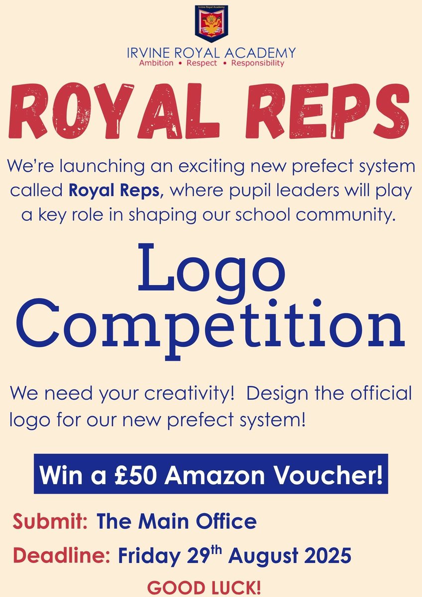 Irvine Royal Academy (@irvineroyalacad) on Twitter photo Exciting times ahead…
Could you be our winner??
#RoyalReps
#believeinbetter⭐️💙
<a href="/irvineroyalart/">Mrs Reids Class</a> <a href="/IrvRoyGuidance/">IrvRoyalGuidance</a> <a href="/irvineroyaltech/">Irvine Royal Tech</a> <a href="/iRoyal_Creative/">Irvine Royal Creative Arts</a> Exciting times ahead…
Could you be our winner??
#RoyalReps
#believeinbetter⭐️💙
<a href="/irvineroyalart/">Mrs Reids Class</a> <a href="/IrvRoyGuidance/">IrvRoyalGuidance</a> <a href="/irvineroyaltech/">Irvine Royal Tech</a> <a href="/iRoyal_Creative/">Irvine Royal Creative Arts</a>