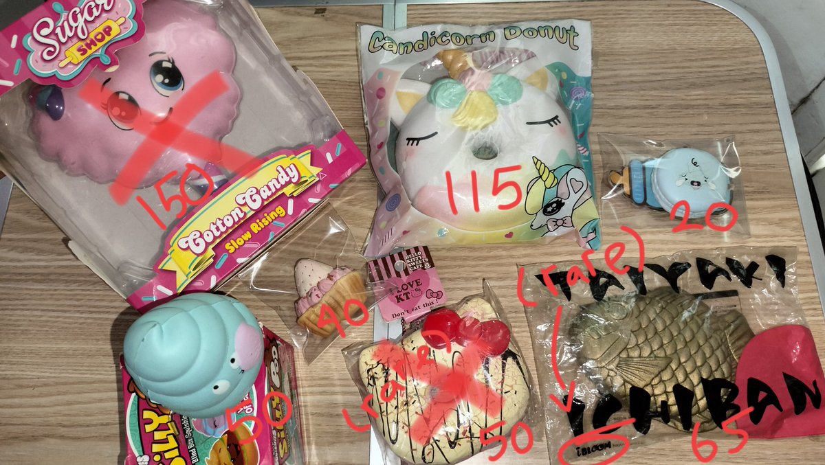 WTS WANT TO SELL SQUISHY LICENSED murah meriah BY:
— IBLOOM
— SILLY SQUISHIES
— BUNNY'S CAFE
— HELLO KITTY
— MOMOCUPPY
— CREAMIICANDY CREAMICANDY
; cotton candy sugar shop, silly poo, candicorn donut, bubu the cloud, taiyaki ichiban, hk donut, pastry petiti