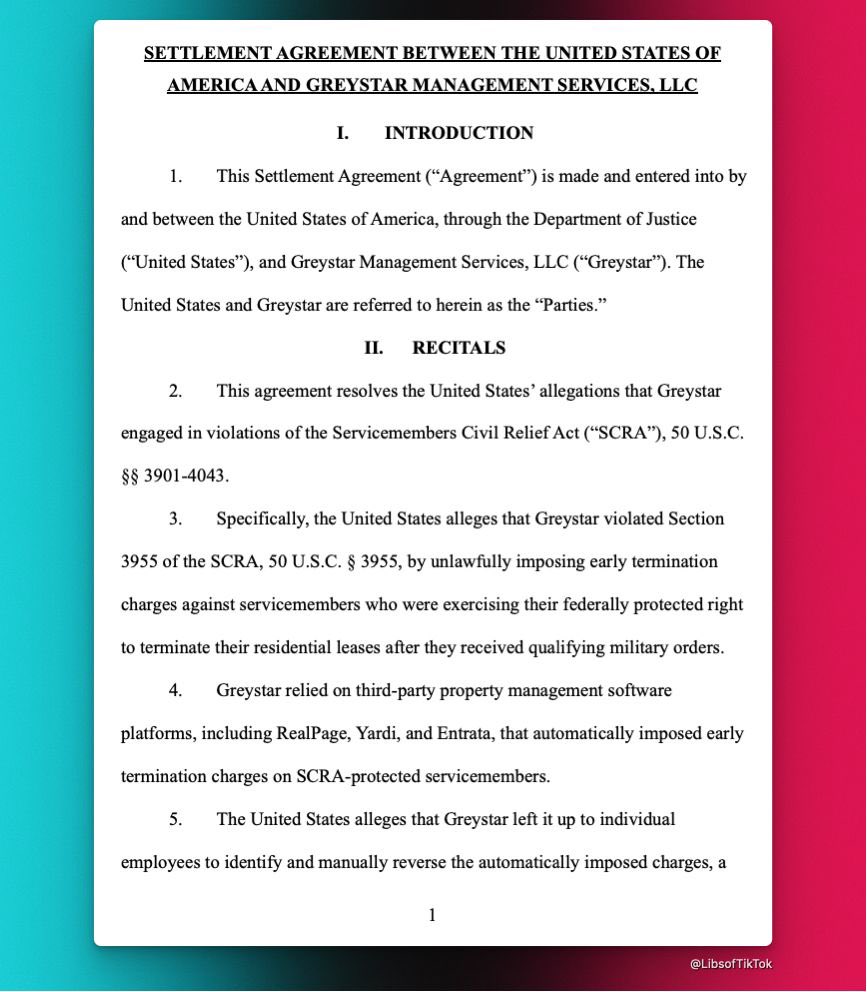 NEW: Largest property management company in the U.S. ordered to Pay Over $1.4M for Unlawful Charges on US Military members

Greystar Management allegedly violated the Servicemembers Civil Relief Act (SCRA) when it imposed fees on service members who terminated their leases after
