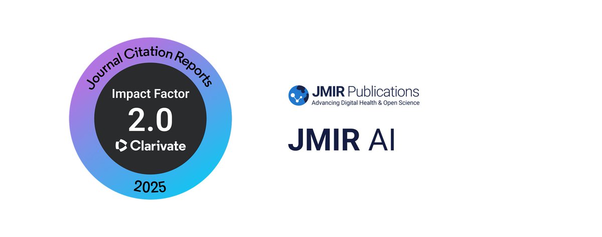 JMIR AI celebrates its first-ever Journal Impact Factor: 2.0! 🎉
A strong debut for our journal at the intersection of health and artificial intelligence.

📅 More here: hubs.la/Q03tfnj20

#HealthAI #DigitalHealth #JCR2025