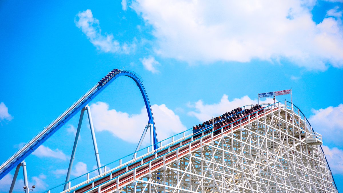 Generations of speed, ascending together! Our coaster legends, The Racer and Orion, climbing to break the scream barrier.