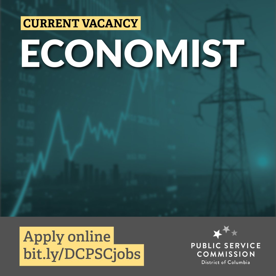 DC_PSC's tweet image. Join our team! We're looking for an economist to help us with utility rate cases, major energy infrastructure projects, clean energy programs, and more. If you're up for tackling challenges and making a real impact, apply by June 30: bit.ly/DCPSCjobs