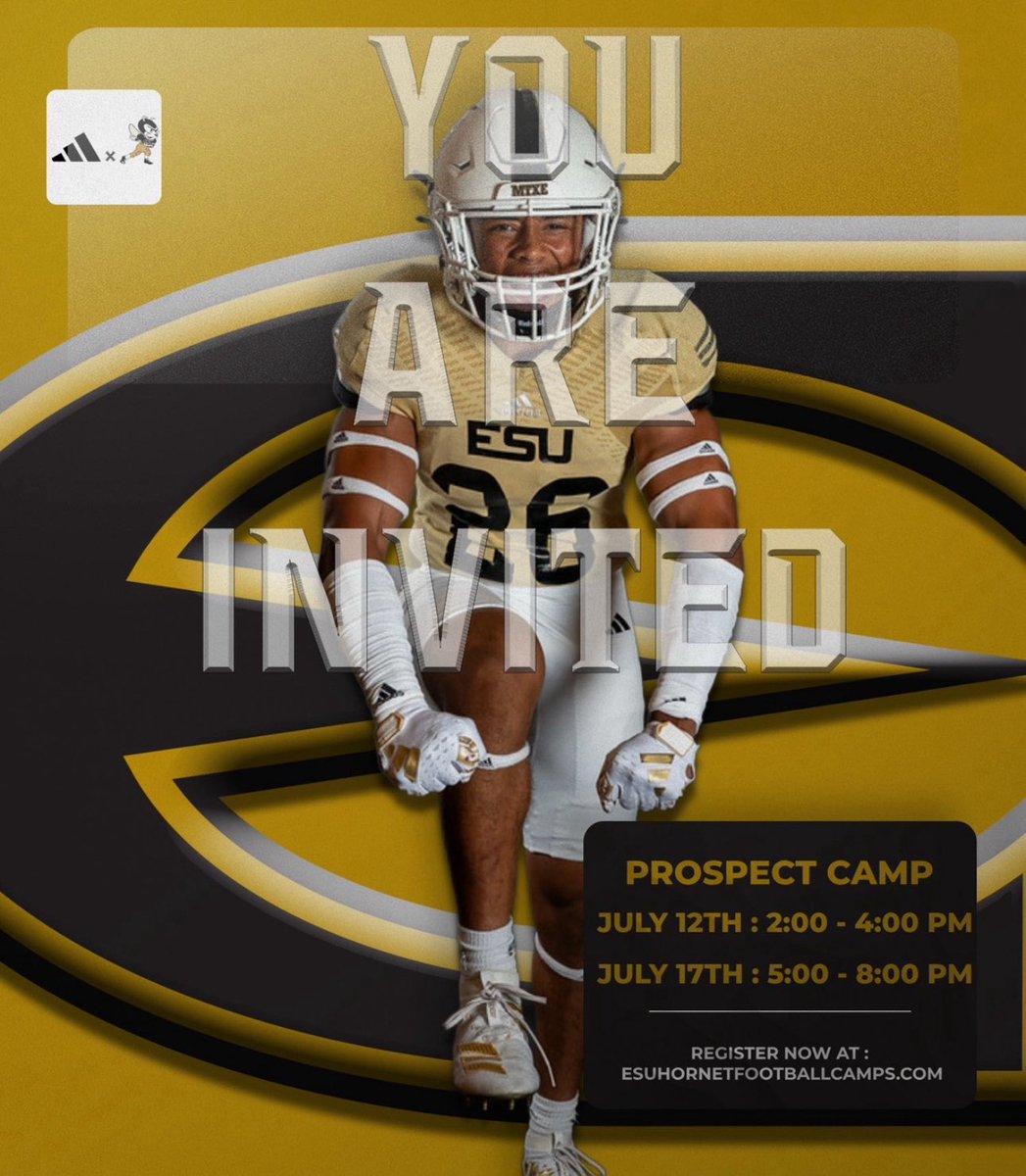 Gvike06's tweet image. Thank you to @CoachBaird_ESU for the camp invite can’t wait to go down and compete.