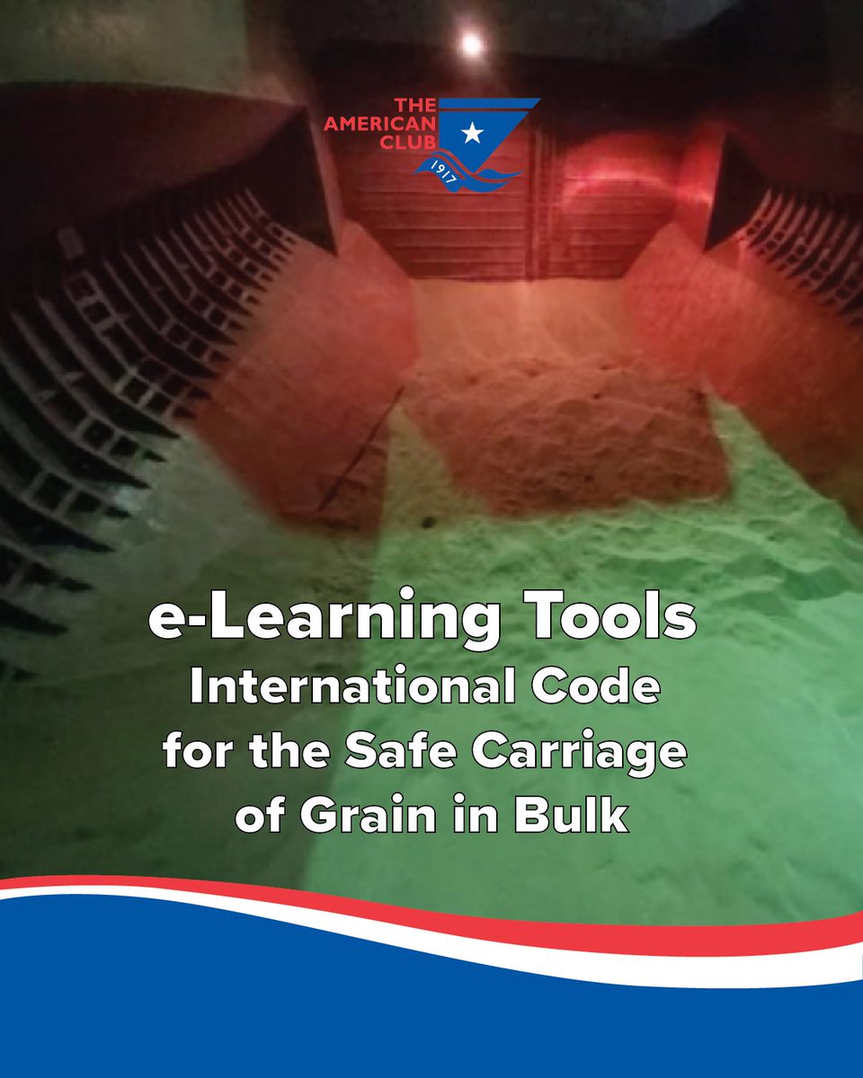 Carrying grain in bulk? Are your crews trained in <a href="/IMOHQ/">International Maritime Organization</a>’s SOLAS requirements?

#AmericanPandI’s e-learning module, developed w/IDESS IT, covers stability, stowage, loading, lashing &amp; more.

📌 Free to Members
📌 In English, New &amp; Traditional Mandarin

🔗american-club.com/page/education…