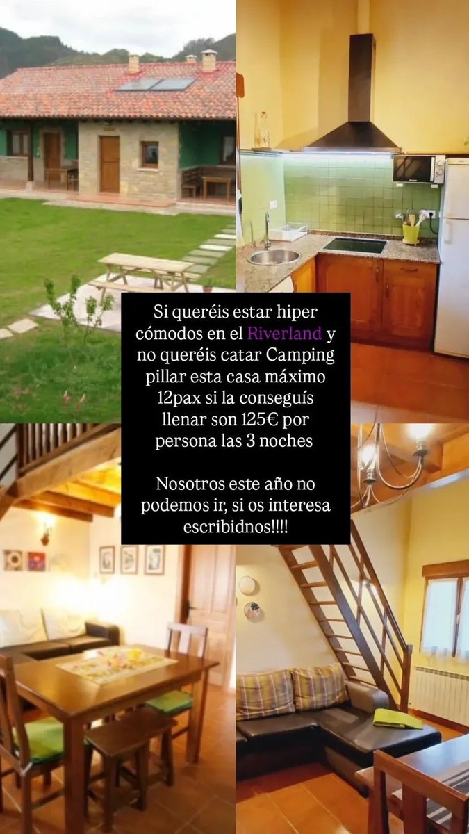 Se alquila casa rural para el riverland 12 pax máximo 

Se agradece difusión 🥰