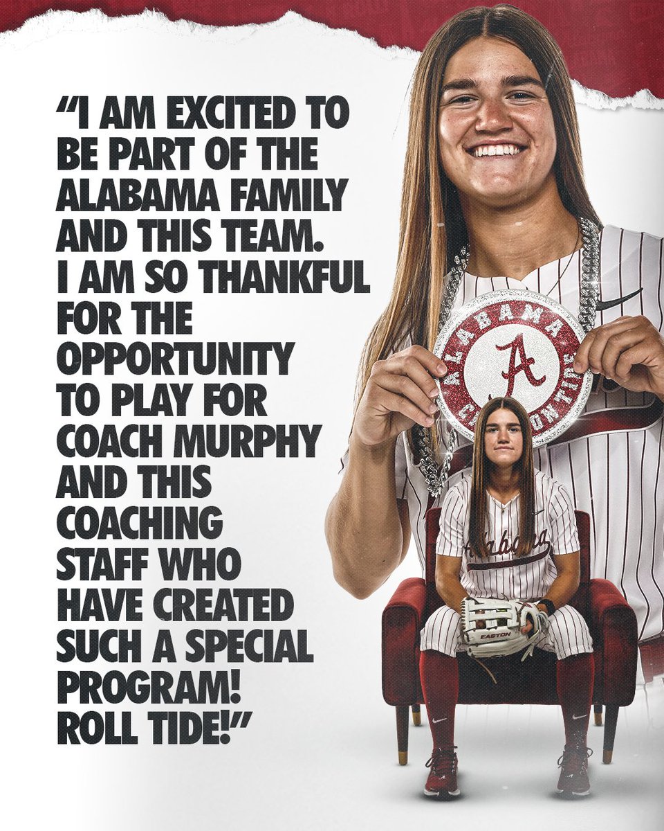 Alabama Softball (@alabamasb) on Twitter photo OFFICIAL✅
Welcome Jena Young (@youngjena) to the Alabama Softball family!
📰Read More: bit.ly/3Gc7Nc8
#Team30 #RollTide OFFICIAL✅
Welcome Jena Young (@youngjena) to the Alabama Softball family!
📰Read More: bit.ly/3Gc7Nc8
#Team30 #RollTide