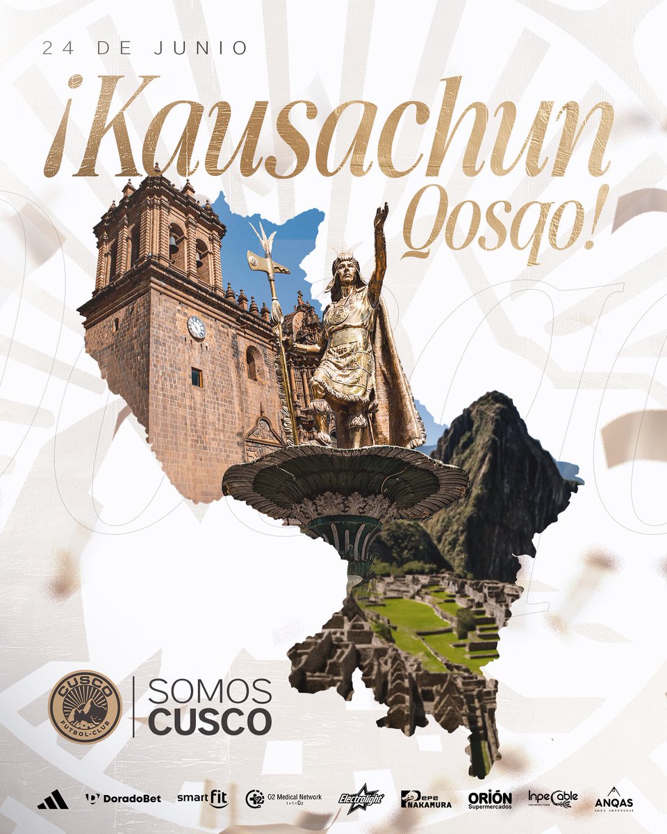 🏔️🎉 ¡Feliz Aniversario, Cusco Imperial! 💛

Cuna de historia, garra coraje y pasión que llevamos en el corazón hasta cada rincón de esta tierra sagrada que nos vio nacer a los pies de una maravilla del mundo.

#SomosCusco