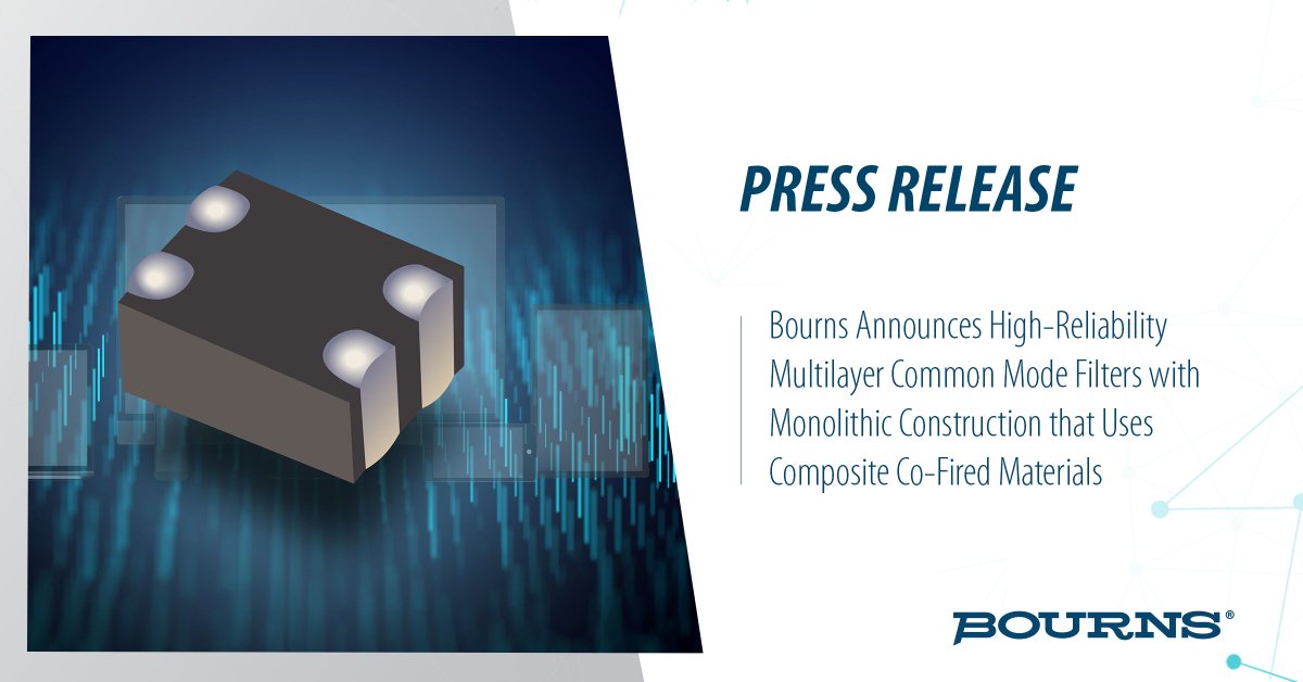 Bourns's tweet photo. Need compact filtering for mobile interfaces? Our CCF1206 Multilayer Common Mode Filters deliver superior signal integrity in just 1.25x1.0x0.6mm for USB, LVDS, MIPI & MHL applications. Available now: https://t.co/zPNGeQRP5T
#PressRelease #Bourns #Magnetics https://t.co/RUi0SQYgcV