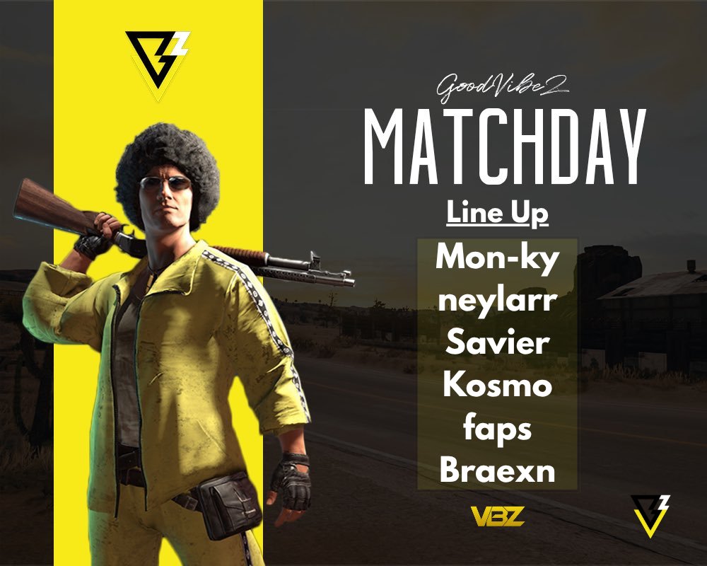 GoodVibeZ stellt für die kommende DACH-Meisterschaft ein neues Team auf die Beine.⚡️

Das 6er Team besteht aus: 
- @Mon_kyPUBG 
- <a href="/xShiinra/">Neylar</a> 
- <a href="/_Savier_/">Savier</a> 
- <a href="/fapsPUBG/">faps</a> 
- <a href="/braexn/">brxN</a> 
- <a href="/_Kosmo19/">Kosmo19</a> 

Gleich morgen geht es -ganz frisch- im ersten <a href="/BeingEsportsGER/">BEING ESPORTS DACH</a> Cup an den Start. 🙌