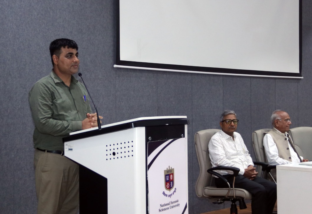 NFSU_Official's tweet photo. Dr. J.M. Vyas, V.C.-NFSU, felicitated the team of CoE DNA Forensics-NFSU with a certificate of appreciation for successfully conducting DNA matching for the mortal remains of the deceased during AI-171 plane crash. Prof. (Dr.) S.O. Junare, Campus Director, NFSU was also present. https://t.co/mbahdoPgbK