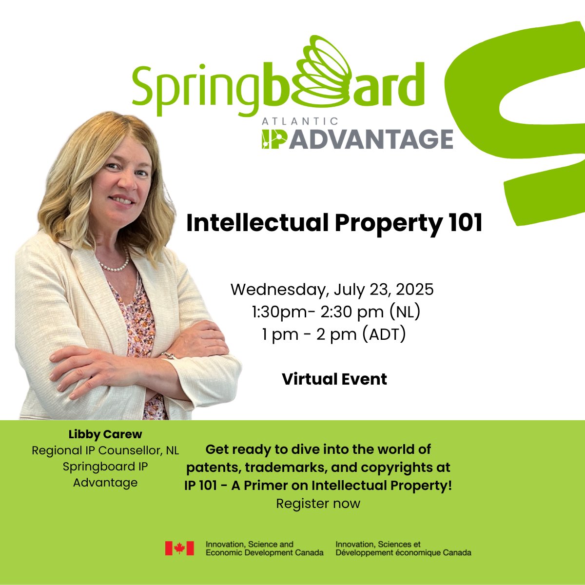 Don't miss this Intellectual Property 101 session on July 23. 

This is a primer for startups, SMEs or anyone who wants to know more about the importance of protecting ideas.

Book now: tinyurl.com/3z8w86sw