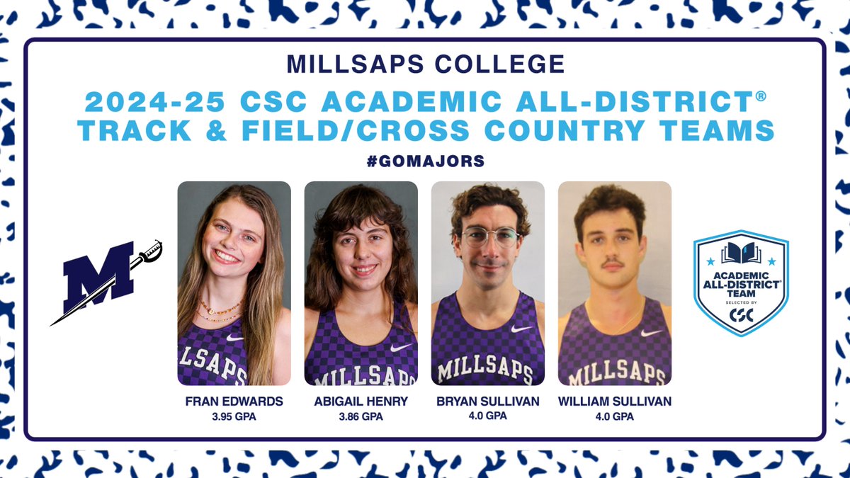 NEWS | Majors Highlight Four Spots on 2024-25 CSC Academic All-District Track &amp; Field/Cross Country Teams

Fran Edwards, Abigail Henry, Bryan and William Sullivan top academic and athletic success. 📚🏃‍♀️

📰 tinyurl.com/3ss2c4dn

#GoMajors