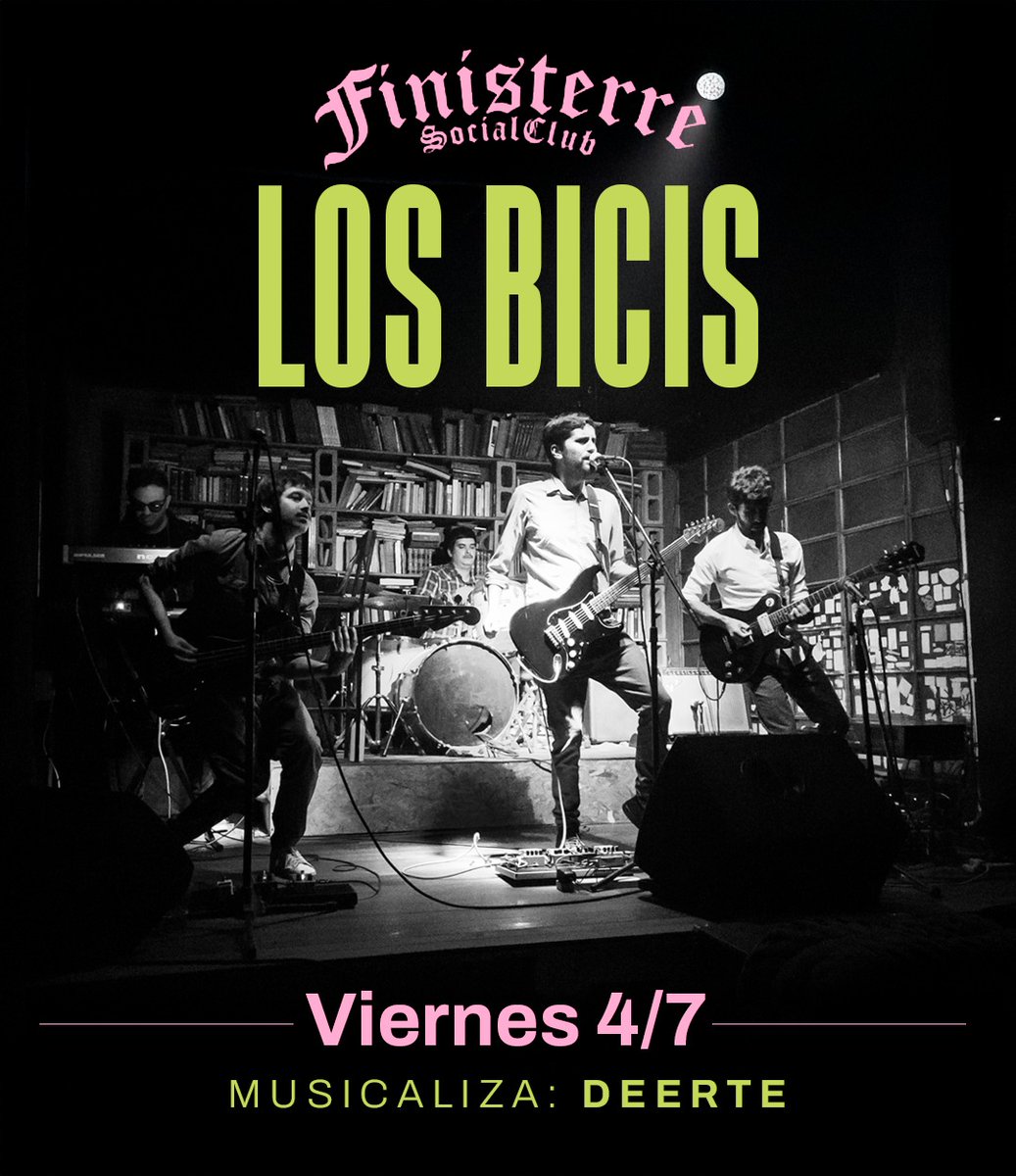 🥳¡Viernes 4/7 Los Bicis en vivo en@finisterre_socialclub !
Volvemos a Padua con todo y encima... Ramiro 🎙 está de cumple 🎂🎂🎉

Fecha + festejo + fiesta
En un lugar mítico de zona oeste!

🔊Después del show musicaliza DEERTE, así que la noche sigue bien arriba.