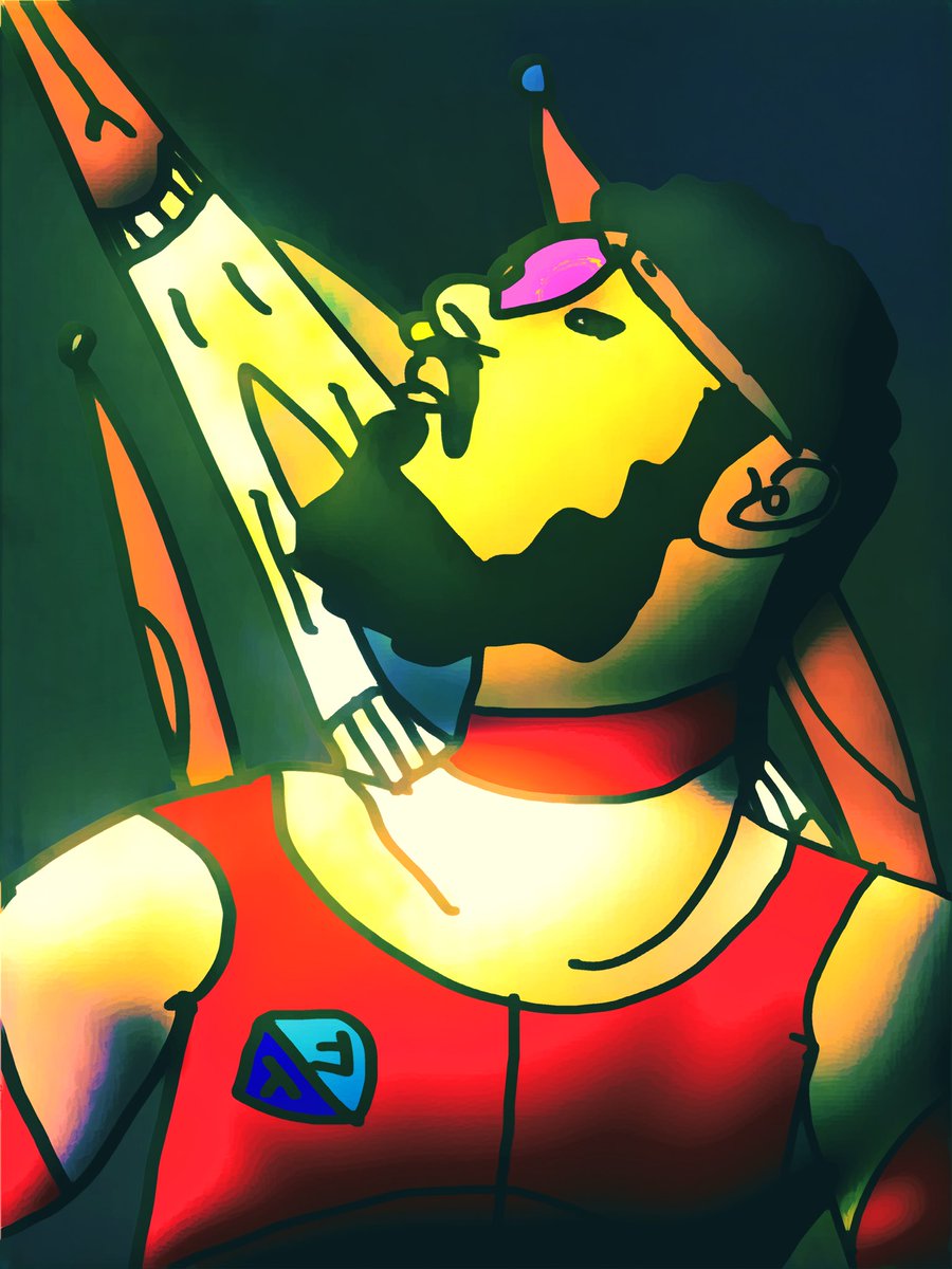 orcapodstudio's tweet photo. Me at the spaceman in my rocket #RetroScienceFiction #IbisPaint #DigitalArt #SelfPortrait #Fantasy #Rocket #Art #DigitalPainting https://t.co/hiVLgp5MaV