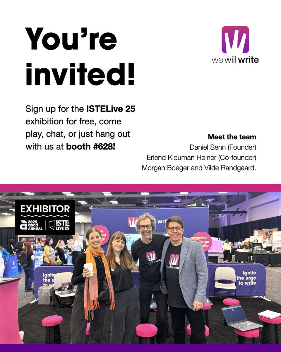 Very excited for #ISTELive, and hope you'll join us at booth #628! Register for free through the link below and swing by! 📷

conference.iste.org/2025/registrat…