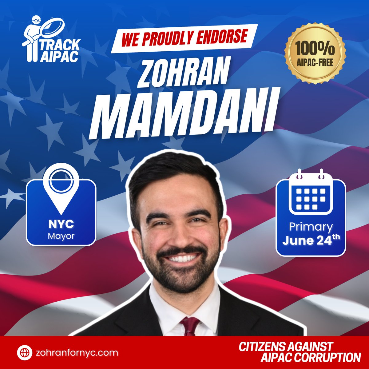 AIPAC Tracker (@trackaipac) on Twitter photo HEY NEW YORK! TODAY'S THE DAY!
Rank <a href="/ZohranKMamdani/">Zohran Kwame Mamdani</a> #1 for Mayor and DON'T RANK NETANYAHU'S LAWYER! HEY NEW YORK! TODAY'S THE DAY!
Rank <a href="/ZohranKMamdani/">Zohran Kwame Mamdani</a> #1 for Mayor and DON'T RANK NETANYAHU'S LAWYER!