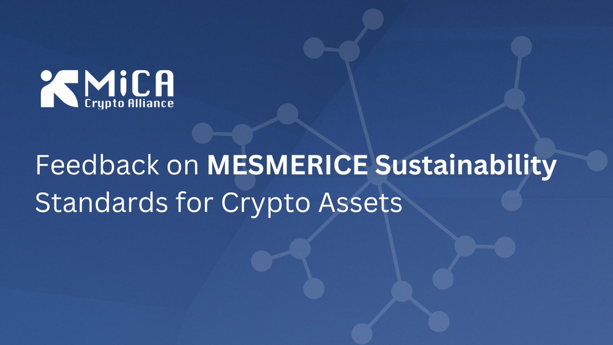 🌿 Last week, the MiCA Crypto Alliance submitted its contribution to the #MESMERICE study, led by <a href="/InfoTrinomics/">Trinomics</a> 

The study explores how #sustainability standards should apply to #cryptoassets in Europe. Our General Secretary, <a href="/juan_i_ibanez/">Juan</a> was interviewed and later joined a