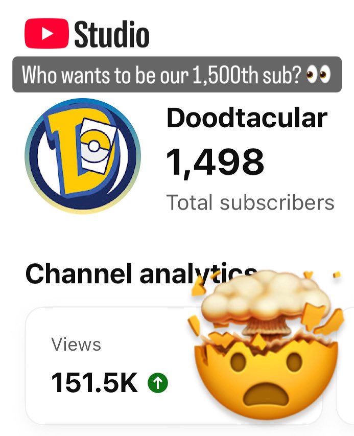 Doodtacular's tweet photo. Who wants to be our 1,500th subscriber? 👀 

Also huge thanks to everyone that has joined us on this Pokemon journey, we appreciate y’all! 🧡 https://t.co/A6rRJn5ad5