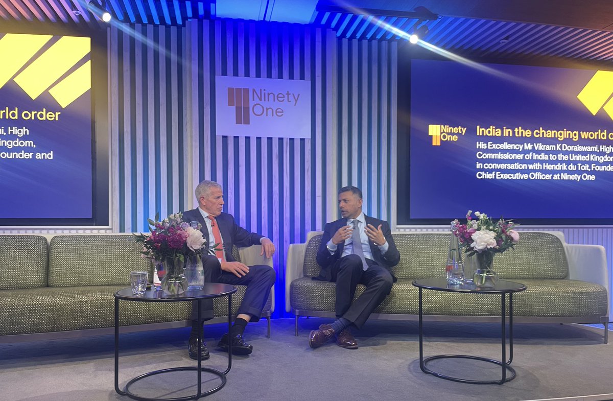HCI_London's tweet image. HC @VDoraiswami addressed financial advisors & investors at @ninetyone_uk on “India in the Changing World Order.”
He highlighted India’s success stories in digital payments, digital identity, AI, and the vision to become a developed nation by 2047.
He also touched upon India’s…