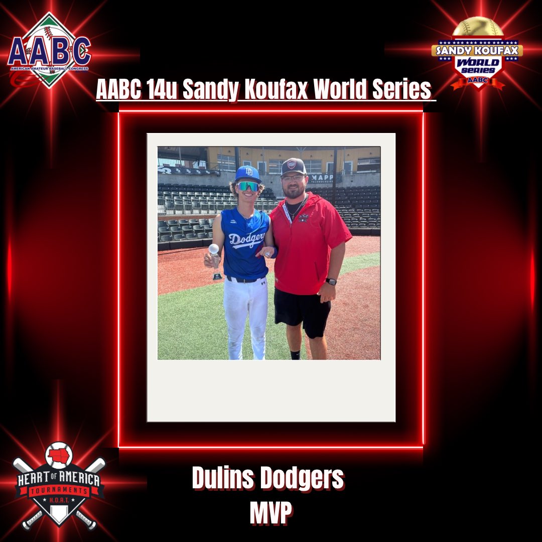 HOATournaments's tweet photo. Congratulations to the @DulinsTX on winning the 2025 14u AABC Sandy Koufax World Series!! 

Tournament MVP: Parker Ramsey

#AABC #HOAT 

@CoachHart24 @CoachHart12 @followaabc @aabc_south https://t.co/em2uXfl2BU