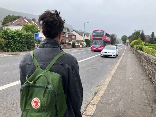 Waiting for bus on Antrim Road, north Belfast after #Take5 charter launch in Belfast Castle. Clocking up another journey in the Active Travel Challenge #GetMeActiveNI ...Shame so many cars park in bus lanes on this main road...