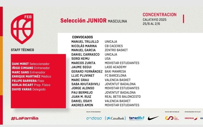 Andrés, convocado con la selección 🇪🇸🇪🇸🇪🇸Junior B Enhorabuena!
