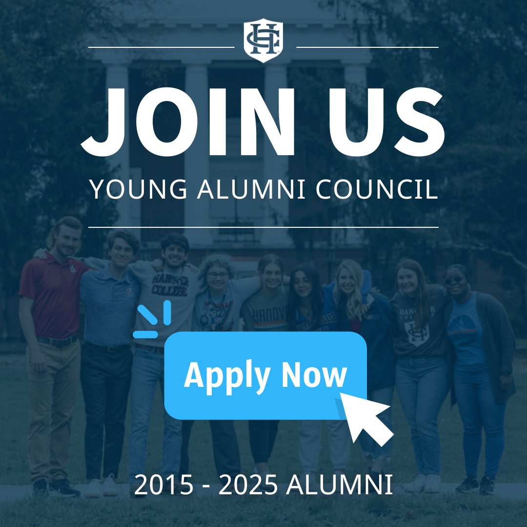 Hanover College Alumni (@hanoveralumni) on Twitter photo Hanover grads from the Classes of 2015 to 2025:
Applications for the 2025–2026 Young Alumni Council are due this Friday, June 27, by 5 p.m. EDT. Apply today and make your mark: ow.ly/wKPn50WfBAo
Questions? Contact Cassey Youngblood: youngblood@hanover.edu Hanover grads from the Classes of 2015 to 2025:
Applications for the 2025–2026 Young Alumni Council are due this Friday, June 27, by 5 p.m. EDT. Apply today and make your mark: ow.ly/wKPn50WfBAo
Questions? Contact Cassey Youngblood: youngblood@hanover.edu
