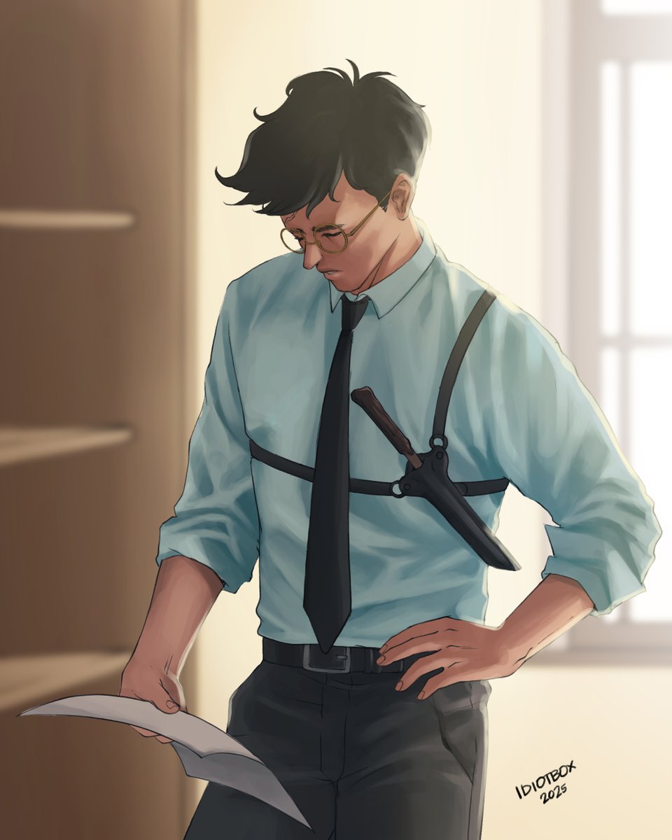 Idiotb0xx's tweet image. Just practicing some stuff while I'm in a bit of a slump. Stressed out auror Harry. This is actually inspired by auror from the short comic I made. hehe #harrypotter #fanart #auror #harry